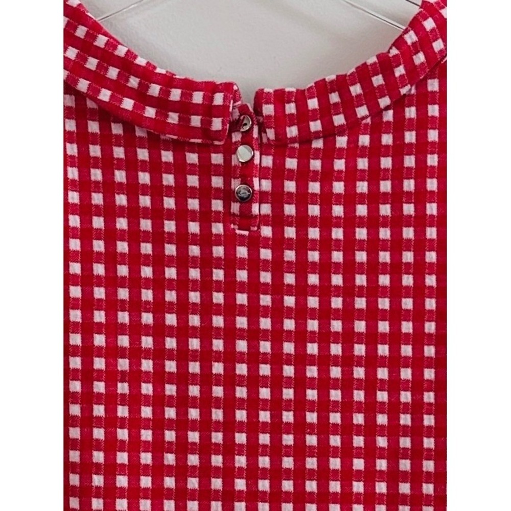 Talbot Women's Size M Sleeveless Red White Gingham Preppy Cottagecore Knit - Picture 4 of 5